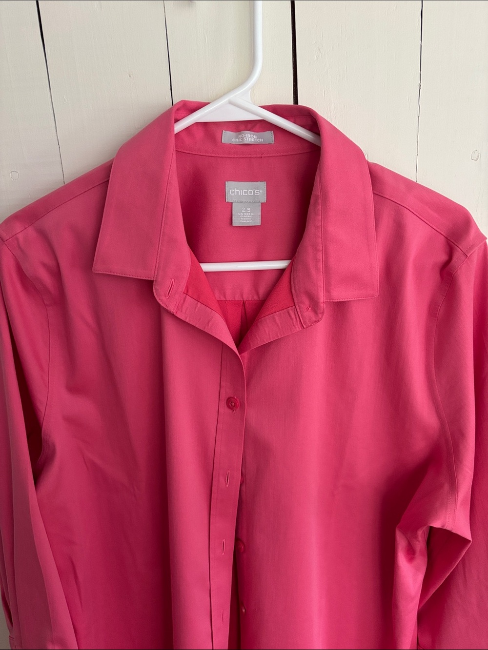 Chico's Vibrant Hot Pink Button-Front Dress Shirt